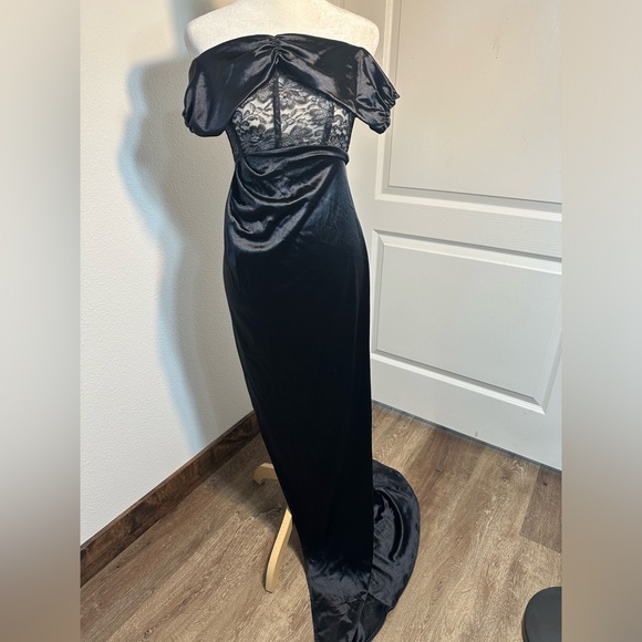 Floral Glitter Corset Dress in Black prom or evening corset sexy dress - Picture 4 of 17